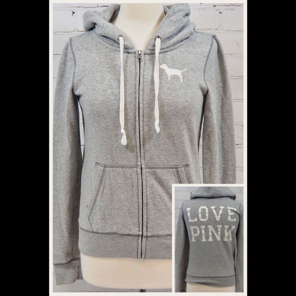 PINK Victoria's Secret Jackets & Blazers - VS LOVE PINK Full Zip Hoodie Dog Logo Size Large